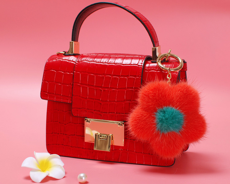 Mink Fur Floral Pendant Bag Charm 899 Details 16