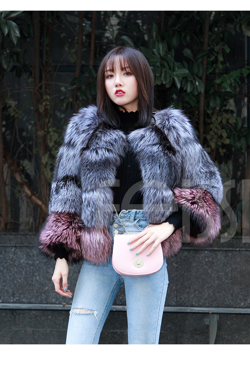 Two-tone Silver Fox Fur Cropped Jacket 0006-25