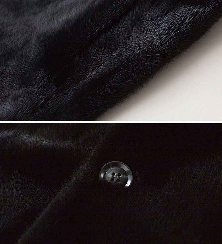 Men's Black Mink Fur Jacket with Red Fox Fur Collar and Sleeves 0011-8